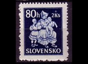 Slowakei Mi.Nr. 114 Kinderhilfe, Mutter mit Kindern (80 H + 2 Ks)