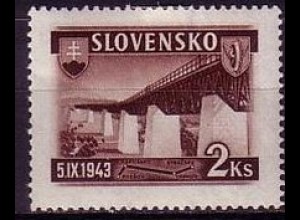 Slowakei Mi.Nr. 127 Bahnlinie Strazske - Preslov, Eisenbahnbrücke (2 Ks)