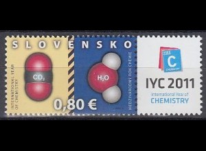 Slowakei Mi.Nr. 652Zf Int. Jahr der Chemie, Molekülmodellen (0,80)