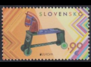 Slowakei MiNr. 763 Europa 15, Hist.Spielzeug, Rollpferd (0,90)