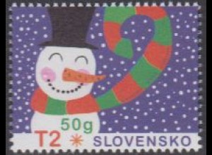 Slowakei MiNr. 829 Weihnachten, Kinderzeichnung Schneemann (T250g)