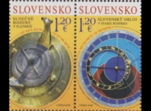 Slowakei MiNr. Zdr.866-67 Historische Uhren (Paar)