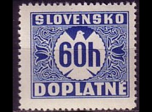 Slowakei Portomarke Mi.Nr. 7 Ziffernzeichnung ohne Wz. (60H)