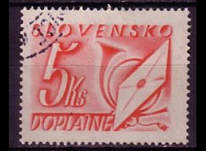 Slowakei Portomarke Mi.Nr. 37 Brief und Posthorn (5Ks)