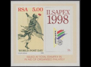 Südafrika Mi.Nr. Block 39 Briefmarkenausstellung STAMPEX '95, Postläufer