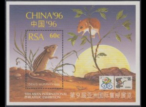 Südafrika Mi.Nr. Block 42 Briefmarkenausstellung CHINA '96, Ratte