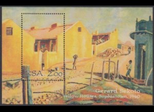 Südafrika Mi.Nr. Block 43 Gemälde Yellow Houses Sophiatown v.Gerard Sekoto