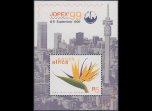 Südafrika Mi.Nr. Block 79 Briefmarkenausstellung JOPEX'99, Strelitzie