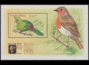 Südafrika Mi.Nr. Block 80 Briefmarkenausstellung THE STAMP SHOW 2000, Turako
