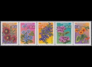 Südafrika Mi.Nr. Zdr.1363-67 Freim. Fauna und Flora, Blüten (Fünferstreifen)