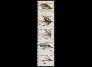 Südafrika - Transkei Mi.Nr. Zdr.86,87,83,84,85 senkr. Künstliche Fliegen 