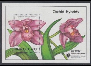 Tansania Mi.Nr. Block 123 Int. Gartenbauausstellung EXPO '90, Orchideen 