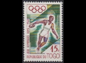 Togo Mi.Nr. 280 Olympia 1960 Rom, Diskuswerfen (15)