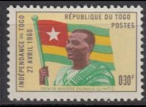 Togo Mi.Nr. 285 Unabhängigkeitserklärung, Staatspräsident Nationalflagge (0,30)