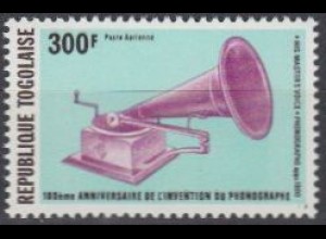 Togo Mi.Nr. 1317A 100Jahre Phonograph, His Master’s Voice Phonograph 1900 (300)