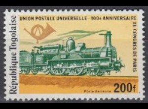 Togo Mi.Nr. 1333A 100J.UPU-Kongress Paris, franz. Peresonenzuglokomotive (200)