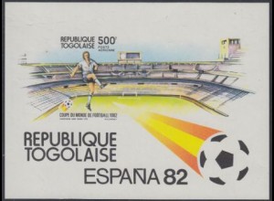 Togo Mi.Nr. Block 190 Fußball WM 1982, Stadion und Spieler