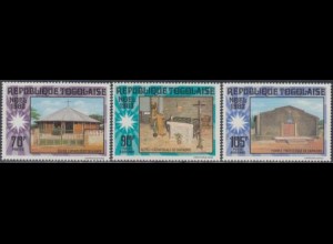 Togo Mi.Nr. 1652-54 Weihnachten 1983, Kirchen (3 Werte)