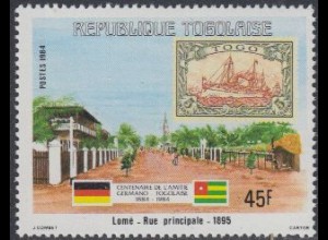 Togo Mi.Nr. 1686 100J. dt.-togol.Freundschaft, Hauptstr.Lomé,Marke Dt.Togo (45)