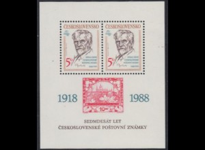 Tschechoslowakei Mi.Nr. Block 87 PRAGA '88, 70J.tschechoslow.Briefmarken, Mucha