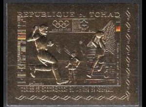 Tschad Mi.Nr. 306B Olymp. Fußballturnier 1968 und WM 1970, auf Goldpapier (5)