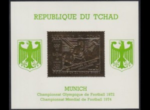 Tschad Mi.Nr. Block 23 Fußball-WM 1970, Elisabeth II Pokalüberg.1966, aufgedr.Z.