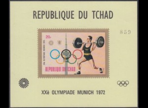 Tschad Mi.Nr. Block A 49 Olympia 1972 München, Gewichtheben 