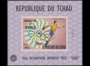 Tschad Mi.Nr. Block D 53 Olympia 1972 München, Diskuswerfen Sieger Danek 