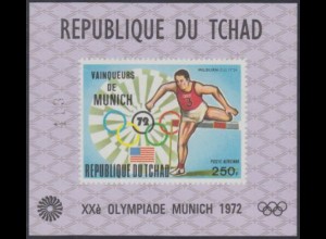 Tschad Mi.Nr. Block F 53 Olympia 1972 München, Hürdenlauf Sieger Milburn 