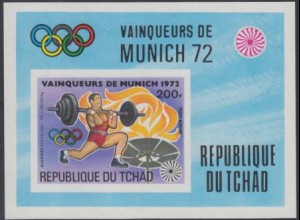 Tschad Mi.Nr. Block 55B Olympia 1972 München, Gewichtheben Sieger Alexejew 
