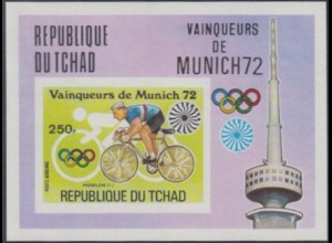 Tschad Mi.Nr. Block 56B Olympia 1972 München, Radfahren, Sieger Morelon 