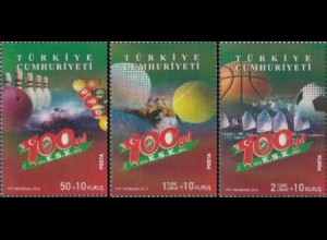 Türkei Mi.Nr. 3984-86 100Jahre Sportverein Karsiyaka Izmir (3 Werte)