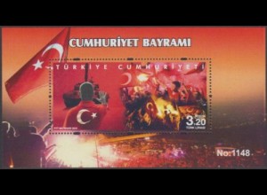 Türkei MiNr. Block 159 Tag der Republik, Demonstranten