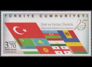 Türkei MiNr. 4340 Diplomat.Beziehungen mit befreundeten Ländern, Flaggen (3,70)