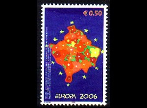 UNMIK Mi.Nr. 43 Europa 2006, Integration, Karte Kosovo mit Blumen (0,50 €)