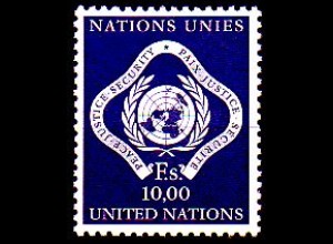 UNO Genf Mi.Nr. 10 Freim. UNO-Emblem (10,00)