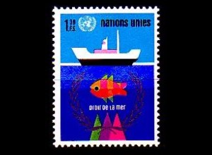 UNO Genf Mi.Nr. 45 Seerechtskonferenz, Schiff, Meer, Fisch (1,30)