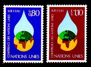 UNO Genf Mi.Nr. 64-65 Wasserkonferenz, Wassertropfen, Globus (2 Werte)