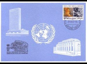 UNO Genf Blaue Karte Mi.Nr. 173 Rom, Olymphilex (29.8.-9.9.87)