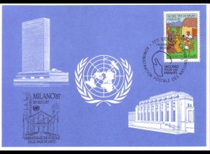 UNO Genf Blaue Karte Mi.Nr. 178 Mailand (20.-22.11.87)