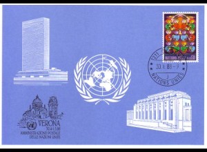 UNO Genf Blaue Karte Mi.Nr. 182 Verona (30.4.-1.5.88)