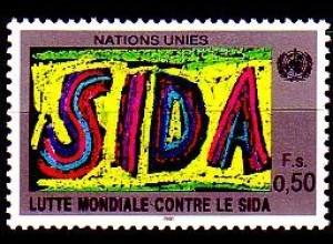 UNO Genf Mi.Nr. 184 AIDS Bekämpfung, Inschrift SIDA (0,50)