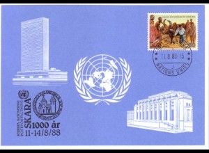 UNO Genf Blaue Karte Mi.Nr. 185 Skara (11.-14.8.88)