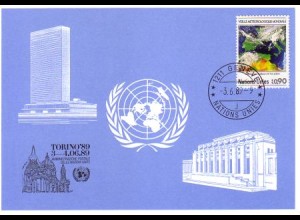 UNO Genf Blaue Karte Mi.Nr. 193 Turin (3.-4.6.89)