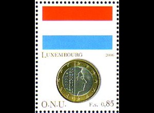 UNO Genf Mi.Nr. 554 Flaggen und Münzen, Luxemburg (0,85)