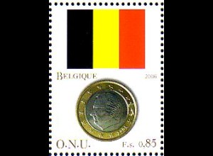 UNO Genf Mi.Nr. 556 Flaggen und Münzen, Belgien (0,85)