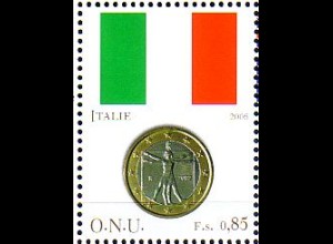UNO Genf Mi.Nr. 557 Flaggen und Münzen, Italien (0,85)