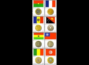 UNO Genf Mi.Nr. 565-72 Flaggen und Münzen der Mitgliedsstaaten (II) (8 Werte)