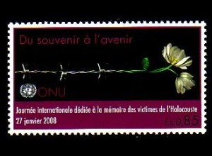 UNO Genf Mi.Nr. 587 Holocaust Gedenktag, Stacheldraht + Blumen (0,85)