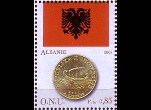 UNO Genf Mi.Nr. 598 Flaggen und Münzen, Albanien (0,85)